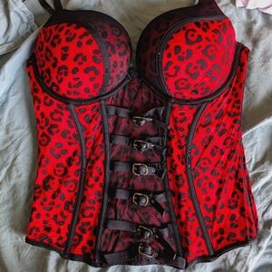 LaSenza red cheetah corset
